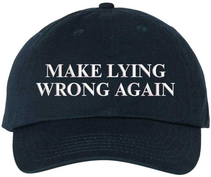 Make Lying Wrong Again Embroidered Dad Hat | Funny Political Adjustable Baseball Cap for Men & Women