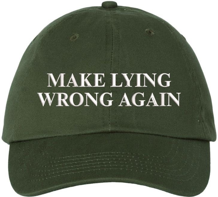 Make Lying Wrong Again Embroidered Dad Hat | Funny Political Adjustable Baseball Cap for Men & Women