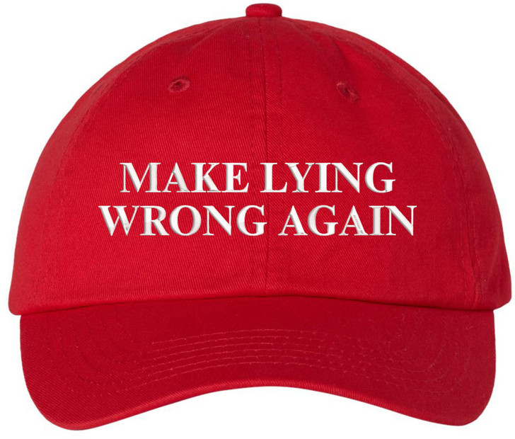 Make Lying Wrong Again Embroidered Dad Hat | Funny Political Adjustable Baseball Cap for Men & Women