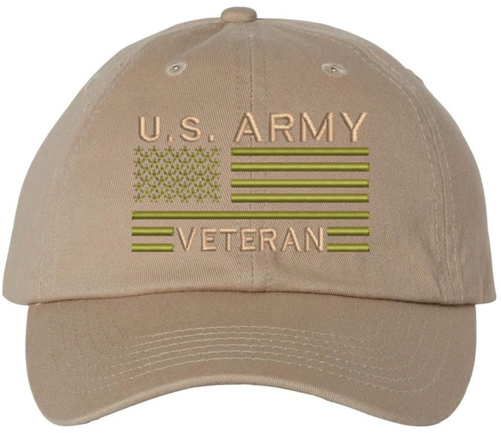 US Army Veteran USA Flag Embroidered Dad Hat Unstructured USA Army Military Vet Adjustable Baseball Cap