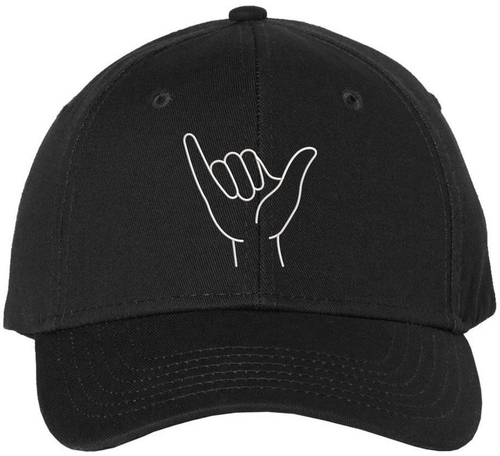Shaka Hand Embroidered Baseball Cap | Hang Loose Minimal Line Art 100% Cotton Adjustable Unisex Dad Hat
