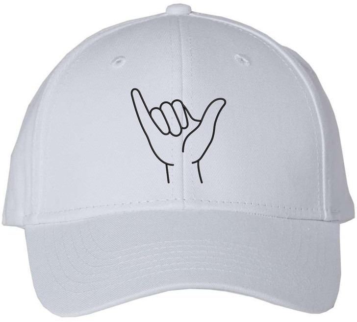 Shaka Hand Embroidered Baseball Cap | Hang Loose Minimal Line Art 100% Cotton Adjustable Unisex Dad Hat