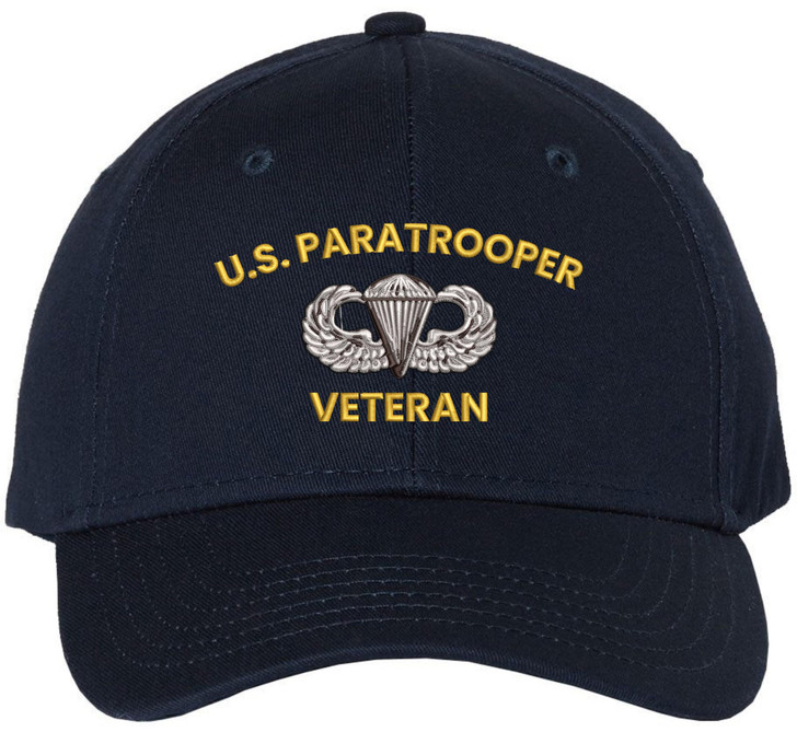 US Paratrooper Veteran Embroidered Baseball Cap | Basic Parachutist Badge Military Cotton Hat for Men & Women