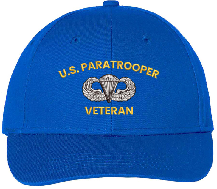 US Paratrooper Veteran Embroidered Baseball Cap | Basic Parachutist Badge Military Cotton Hat for Men & Women