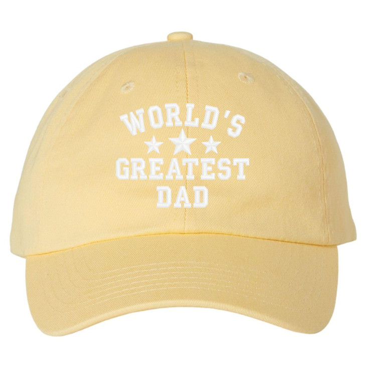WORLD'S GREATEST DAD Embroidered Dad Hat | Low Profile Soft Cotton Baseball Dad Hats for Men