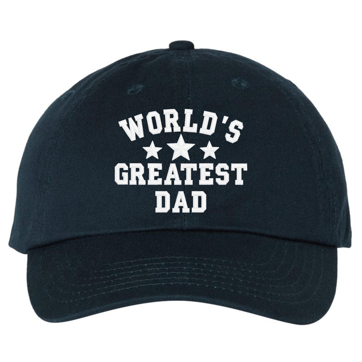 WORLD'S GREATEST DAD Embroidered Dad Hat | Low Profile Soft Cotton Baseball Dad Hats for Men