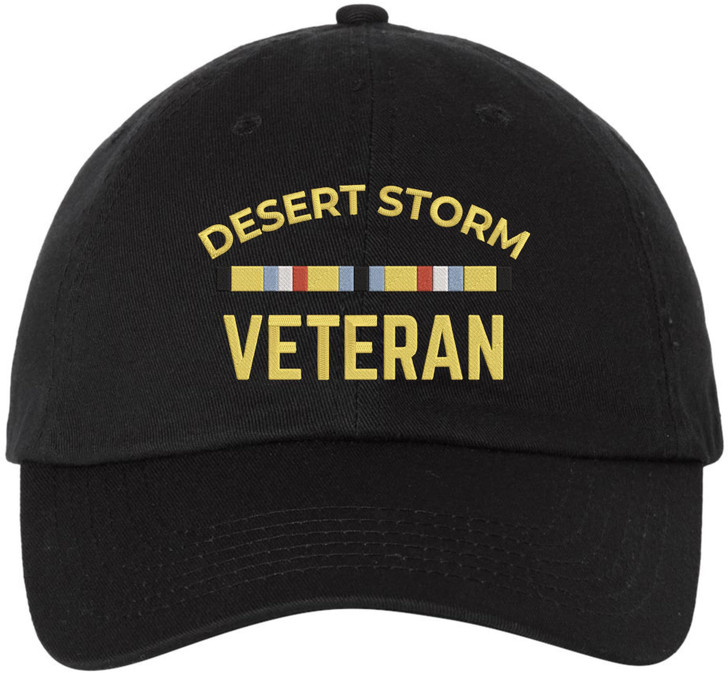 Desert Storm Veteran Embroidered Baseball Cap Gulf War USA Military Service Ribbon Adjustable Dad Hat