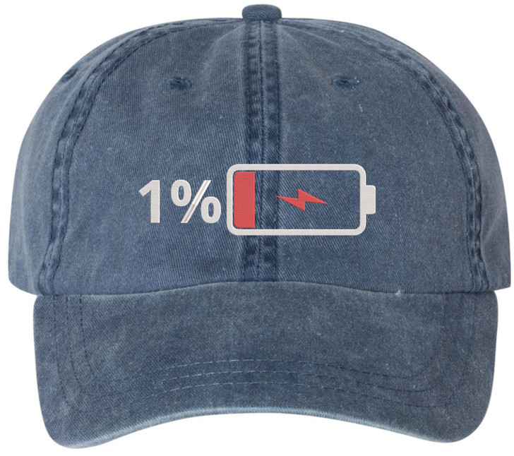 Low Battery 1% Embroidered Baseball Cap – Funny Dad Hat for Men & Women – 100% Cotton Adjustable