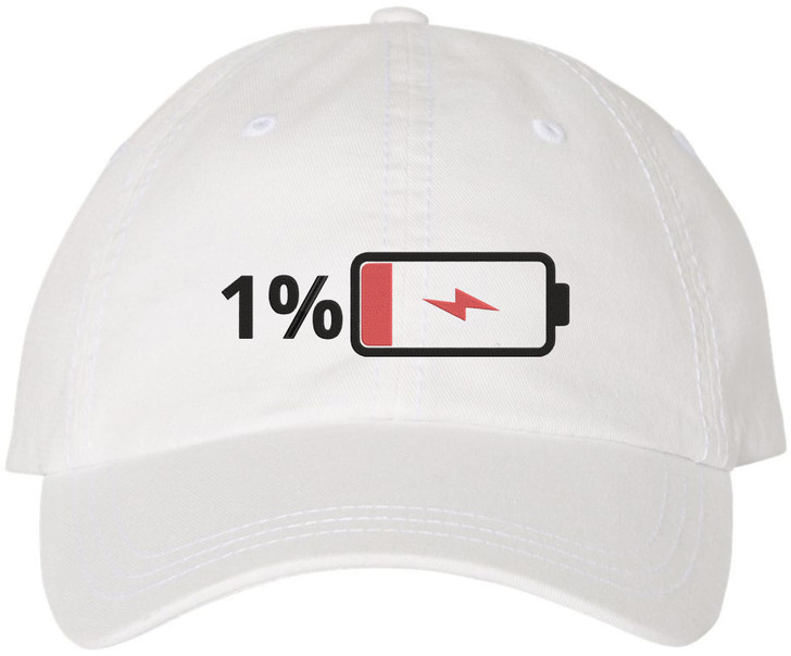 Low Battery 1% Embroidered Baseball Cap – Funny Dad Hat for Men & Women – 100% Cotton Adjustable