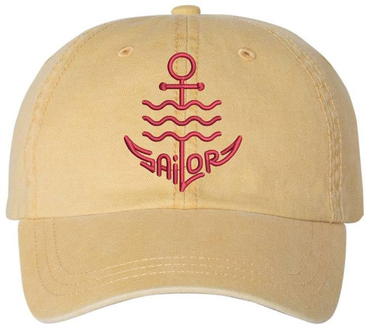 Sailor Anchor Embroidered Dad Cap | Vintage Washed Cotton Ship Crew Captain First Mate Baseball Hat