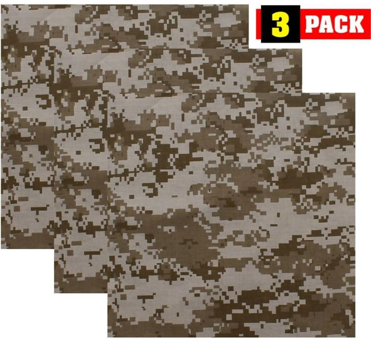 ARMYU Camouflage Military Bandana 3 Pack 22x22 Cotton Camo Head Scarf Do Rag Tactical Hunting Face Wrap