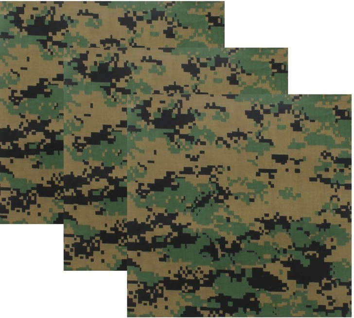ARMYU Camouflage Military Bandana 3 Pack 22x22 Cotton Camo Head Scarf Do Rag Tactical Hunting Face Wrap