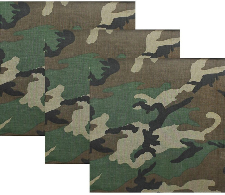 ARMYU Camouflage Military Bandana 3 Pack 22x22 Cotton Camo Head Scarf Do Rag Tactical Hunting Face Wrap