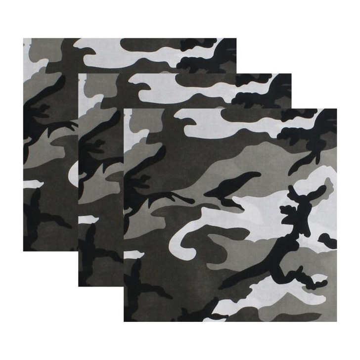 ARMYU Camouflage Military Bandana 3 Pack 22x22 Cotton Camo Head Scarf Do Rag Tactical Hunting Face Wrap