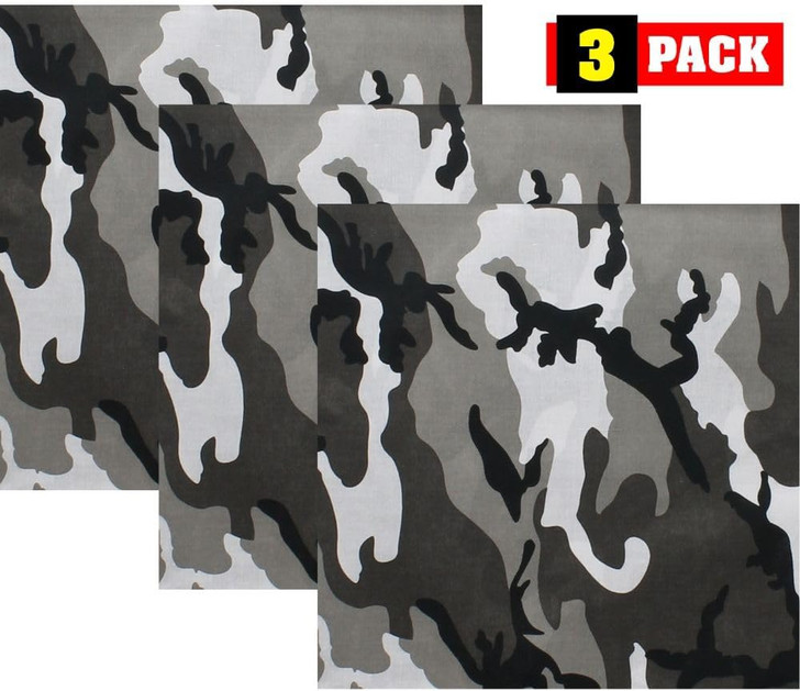 ARMYU Camouflage Military Bandana 3 Pack 22x22 Cotton Camo Head Scarf Do Rag Tactical Hunting Face Wrap