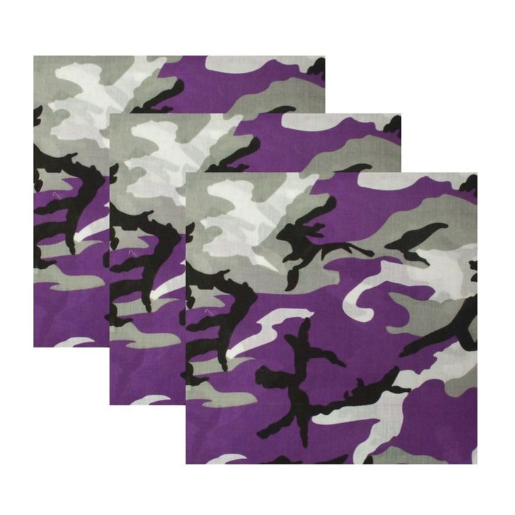 ARMYU Camouflage Military Bandana 3 Pack 22x22 Cotton Camo Head Scarf Do Rag Tactical Hunting Face Wrap