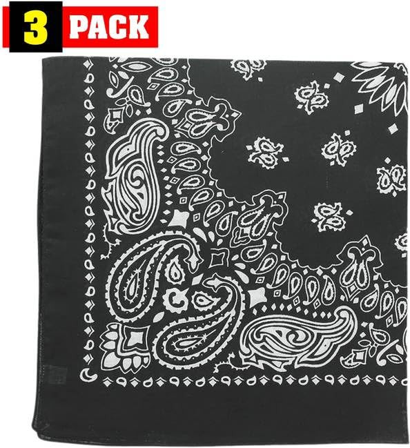 Trainmen Paisley Bandanas Head Scarf Do-rag 100% Cotton Bandanna Head Cover 22" x 22", 3 Pack
