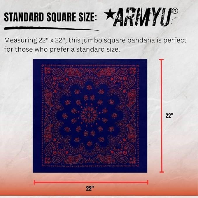 Trainmen Paisley Bandanas Head Scarf Do-rag 100% Cotton Bandanna Head Cover 22" x 22", 3 Pack