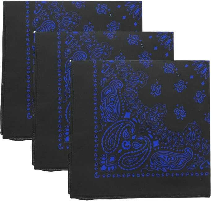 Trainmen Paisley Bandanas Head Scarf Do-rag 100% Cotton Bandanna Head Cover 22" x 22", 3 Pack