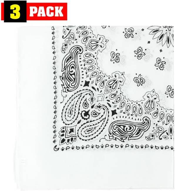 Trainmen Paisley Bandanas Head Scarf Do-rag 100% Cotton Bandanna Head Cover 22" x 22", 3 Pack