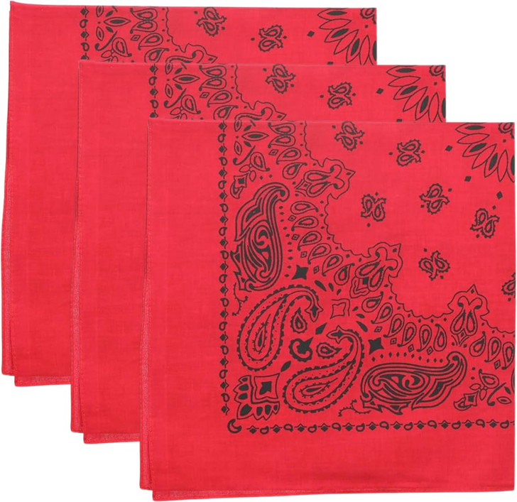 Trainmen Paisley Bandanas Head Scarf Do-rag 100% Cotton Bandanna Head Cover 22" x 22", 3 Pack
