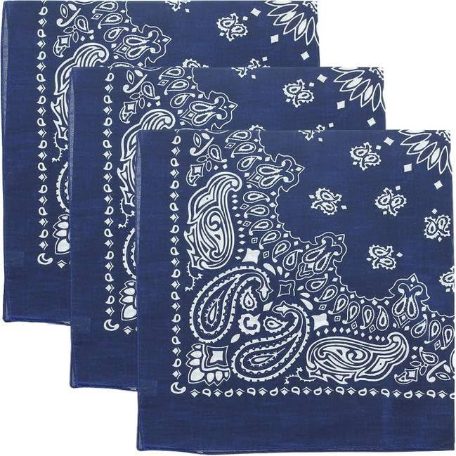 Trainmen Paisley Bandanas Head Scarf Do-rag 100% Cotton Bandanna Head Cover 22" x 22", 3 Pack