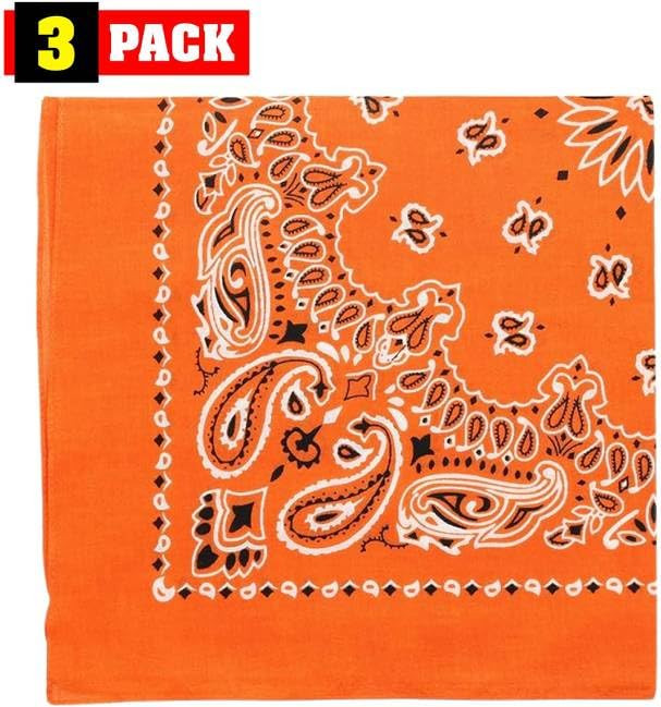 Trainmen Paisley Bandanas Head Scarf Do-rag 100% Cotton Bandanna Head Cover 22" x 22", 3 Pack