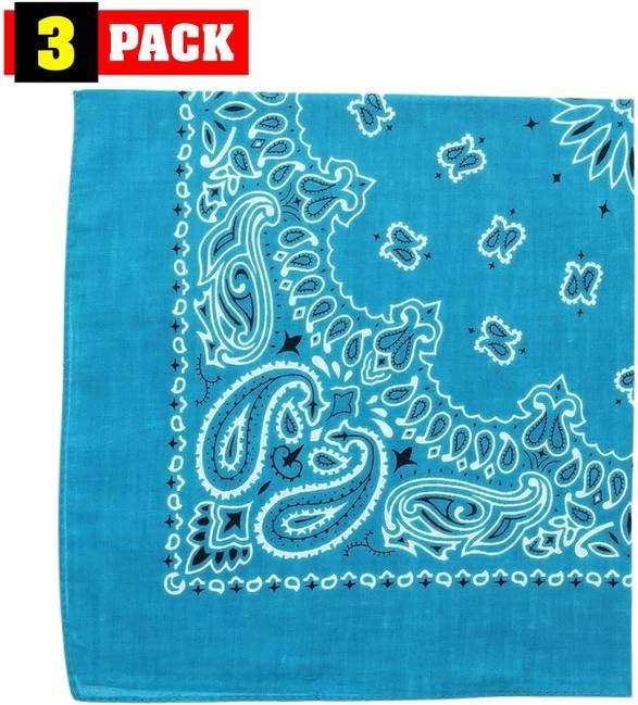 Trainmen Paisley Bandanas Head Scarf Do-rag 100% Cotton Bandanna Head Cover 22" x 22", 3 Pack