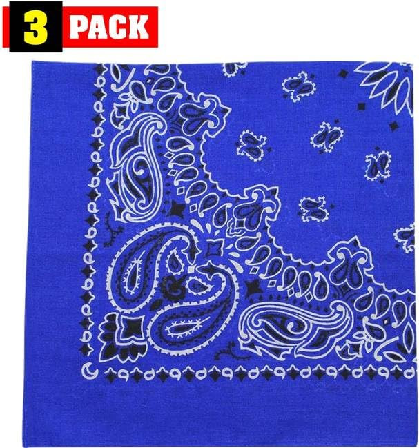 Trainmen Paisley Bandanas Head Scarf Do-rag 100% Cotton Bandanna Head Cover 22" x 22", 3 Pack