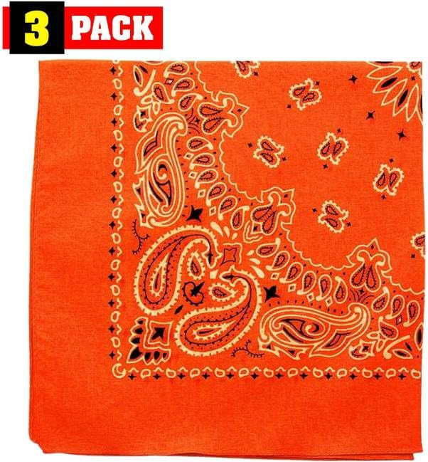 Trainmen Paisley Bandanas Head Scarf Do-rag 100% Cotton Bandanna Head Cover 22" x 22", 3 Pack
