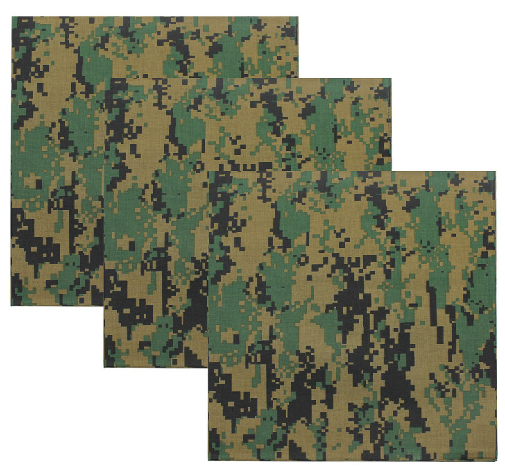 Camouflage Jumbo 27" Bandana Tactical 100% Cotton Bandanna Head Scarf Do-rag Face Cover 3-Pack