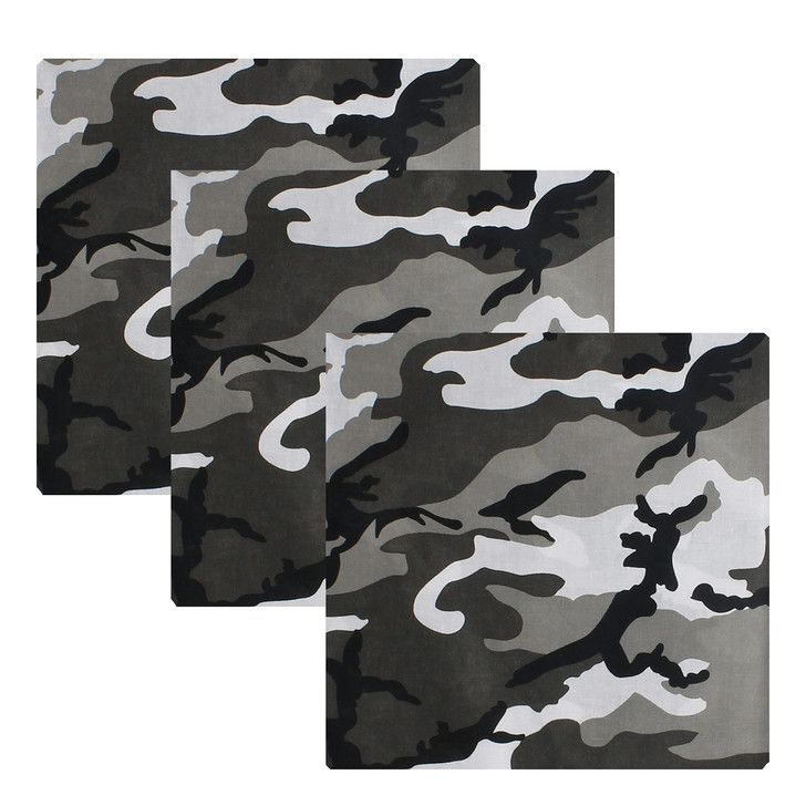 Camouflage Jumbo 27" Bandana Tactical 100% Cotton Bandanna Head Scarf Do-rag Face Cover 3-Pack