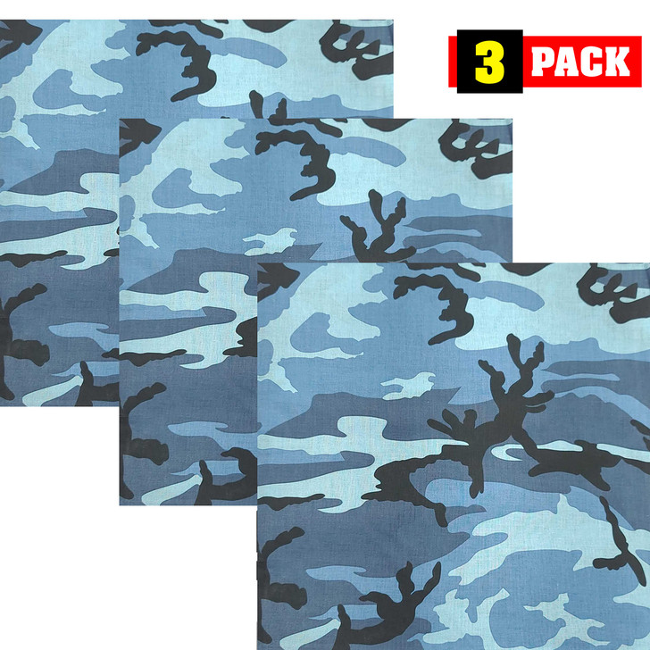 Camouflage Jumbo 27" Bandana Tactical 100% Cotton Bandanna Head Scarf Do-rag Face Cover 3-Pack
