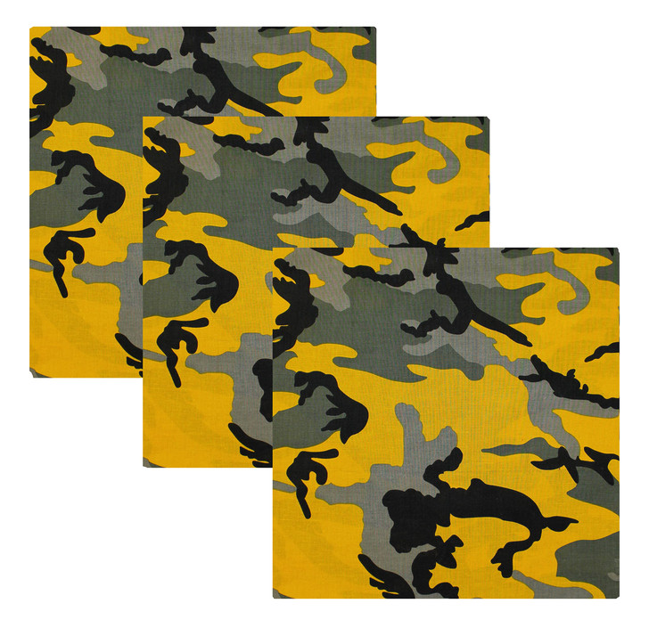 Camouflage Jumbo 27" Bandana Tactical 100% Cotton Bandanna Head Scarf Do-rag Face Cover 3-Pack