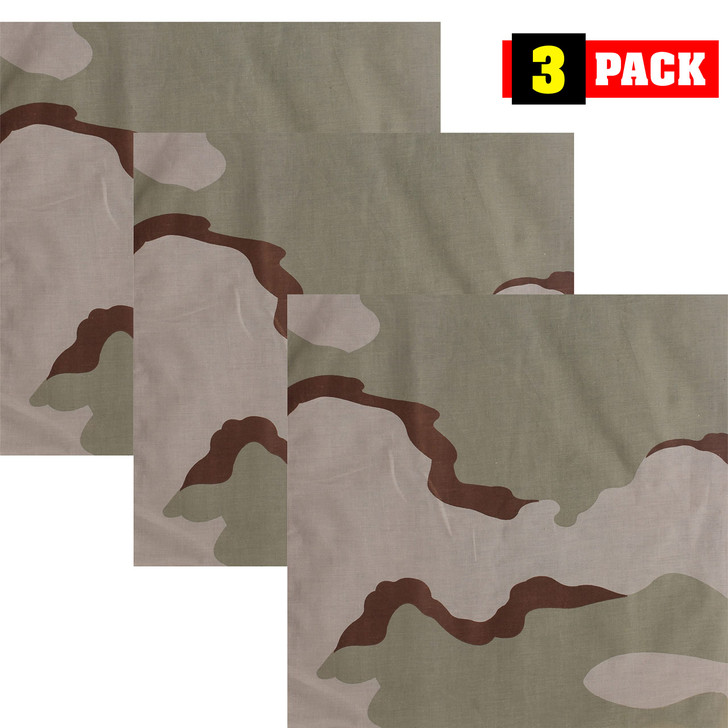 Camouflage Jumbo 27" Bandana Tactical 100% Cotton Bandanna Head Scarf Do-rag Face Cover 3-Pack