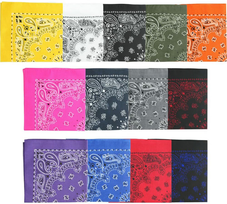 ARMYU 13-Pack Classic Paisley Bandanas – Military Army Cotton Head Scarf, Do-Rag & Face Cover, Trainmen Style