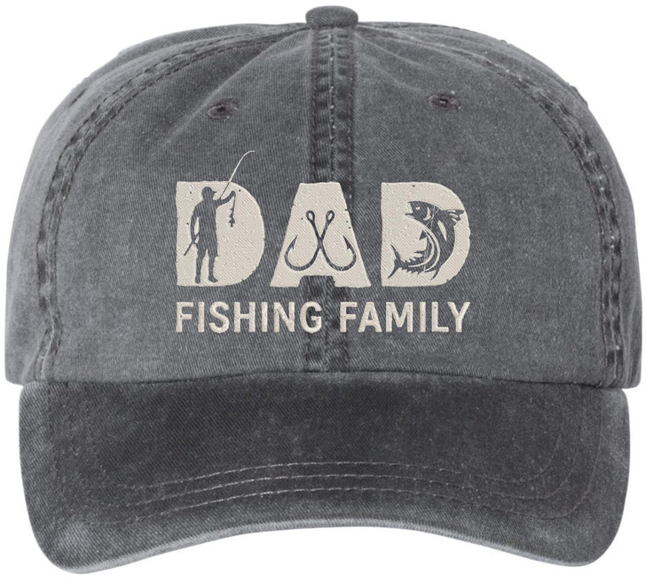 Dad Fishing Family Embroidered Baseball Cap Fishing Hook Fish Design Adjustable Dad Hat