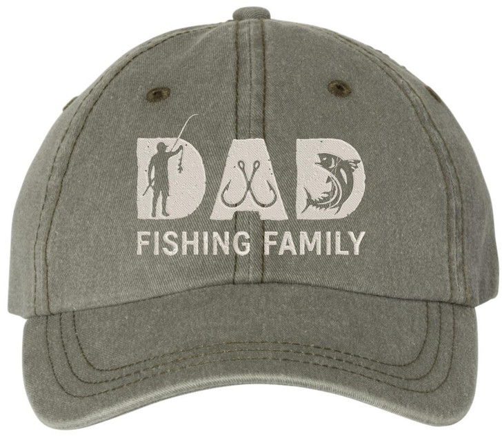 Dad Fishing Family Embroidered Baseball Cap Fishing Hook Fish Design Adjustable Dad Hat