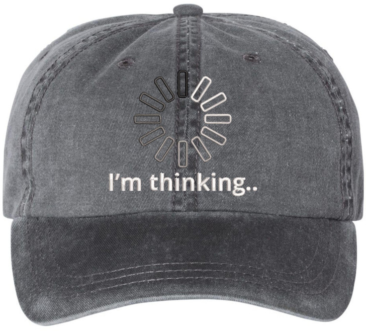 I'm Thinking Please Wait Embroidered Vintage Baseball Cap Washed Denim Adjustable Funny Dad Hat