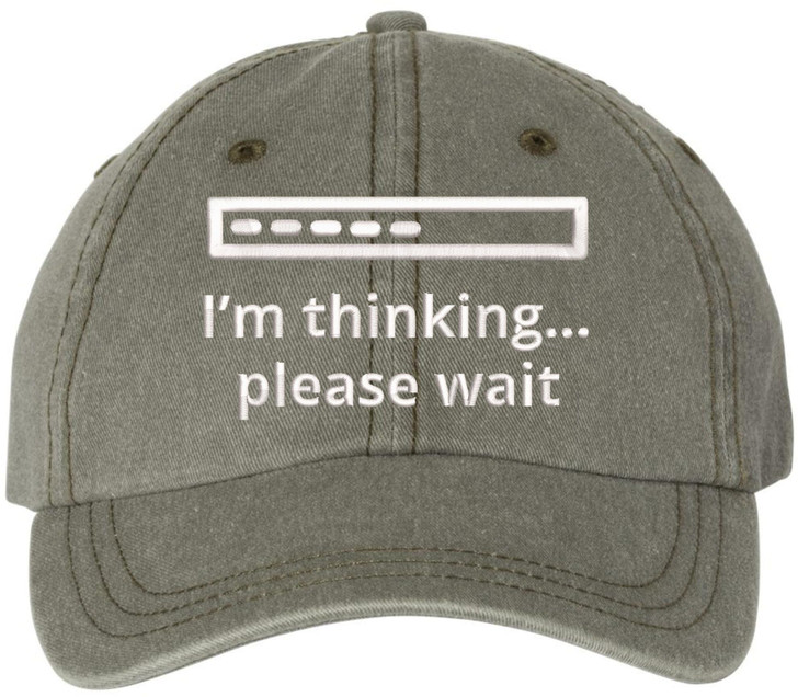 I'm Thinking Please Wait Embroidered Vintage Baseball Cap Washed Denim Adjustable Funny Dad Hat