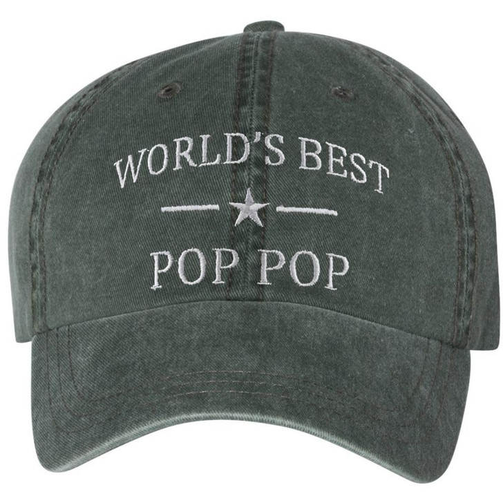 World's Best Pop Pop Embroidered Dad Hat | Funny Grandpa Birthday Father's Day Gift Vintage Style Cap