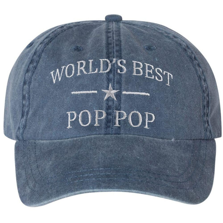 World's Best Pop Pop Embroidered Dad Hat | Funny Grandpa Birthday Father's Day Gift Vintage Style Cap