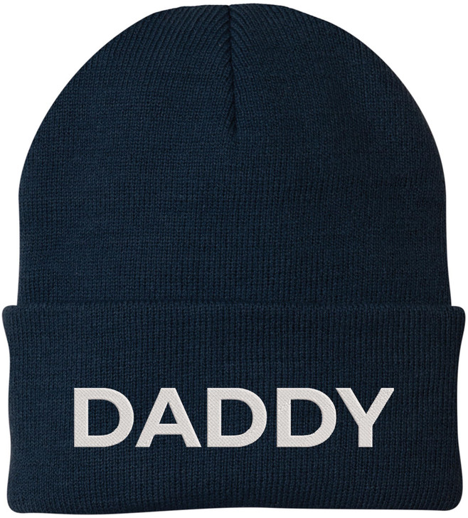 Daddy Embroidered Beanie | Bold Acrylic Knit Winter Hat | Casual Father's Day Skull Cap for Dad