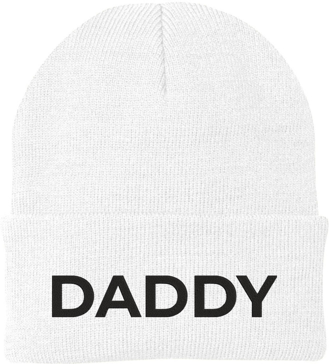 Daddy Embroidered Beanie | Bold Acrylic Knit Winter Hat | Casual Father's Day Skull Cap for Dad