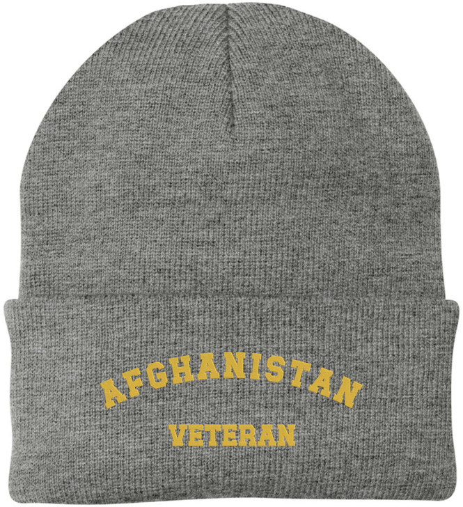 Afghanistan Veteran Beanie Embroidered Military Hat Winter Knit Cap Gift for Men Women