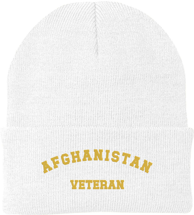 Afghanistan Veteran Beanie Embroidered Military Hat Winter Knit Cap Gift for Men Women