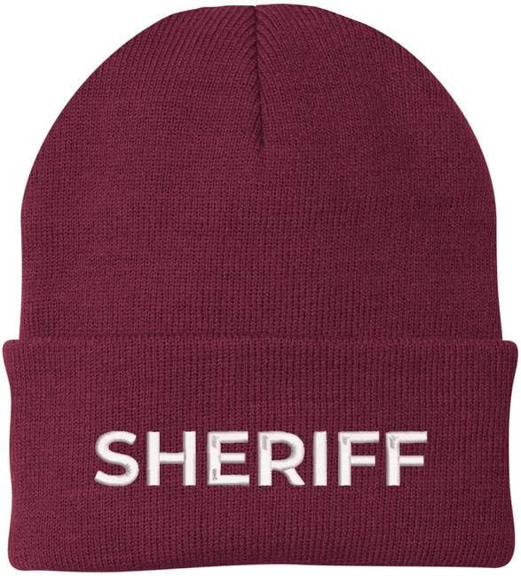 Sheriff Embroidered Beanie Hat USA Army Uniform Police 100% Acrylic Knit Winter Watch Cap