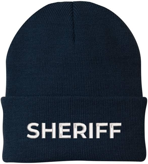 Sheriff Embroidered Beanie Hat USA Army Uniform Police 100% Acrylic Knit Winter Watch Cap