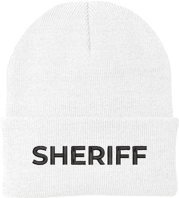 Sheriff Embroidered Beanie Hat USA Army Uniform Police 100% Acrylic Knit Winter Watch Cap