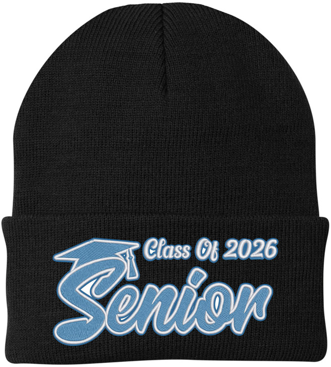 Senior 2026 Embroidered Beanie Hat Acrylic Knit Soft Warm Graduate Finish School Beanie Watch Cap